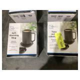LOT OF 4 Mainstays Warming Coffee Mug, 12oz. Stainless Steel Coffee Mug with Mug Warmer Coaster and Lid