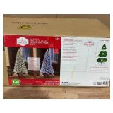 6.5 ft Pre-Lit Flocked Frisco Pine Artificial Christmas Tree with 250 Color-Changing LED Lights and Stand, by Holiday Time