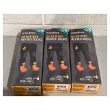 LOT OF 3 Action Heat Unisex Black Cotton AA Heated Sock- 2 Small/Medium 1 Large/X-Large