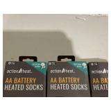 LOT OF 3 Action Heat Unisex Black Cotton AA Heated Sock- 2 Small/Medium 1 Large/X-Large