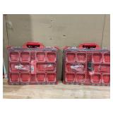 LOT of 2 Milwaukee PACKOUT 11-Compartment Low-Profile Impact Resistant Portable Small Parts Organizer