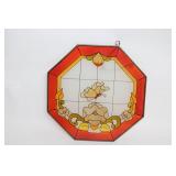 Octagonal Stained Glass Wall Hanging with Floral Design