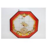 Octagonal Stained Glass Wall Hanging with Floral Design