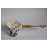 Vintage Floral Ceramic Kitchen Utensil Set with Wooden Handles and Wall Holder