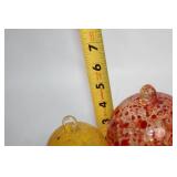Pair of Handblown Glass Ornaments in Red and Yellow