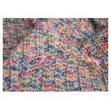 Multicolored Handmade Knitted Blanket with Yarn Ball