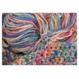 Multicolored Handmade Knitted Blanket with Yarn Ball