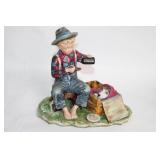 Vintage Porcelain Figurine of Boy Feeding Puppy