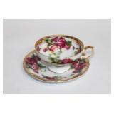 Royal Sealy China Japan Rose Pattern Teacup and Saucer Set