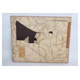 Framed Vintage Painting of Boats by Notre Dame