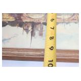 Framed Vintage Painting of Boats by Notre Dame