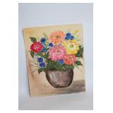 Vintage Floral Still Life Painting on Canvas