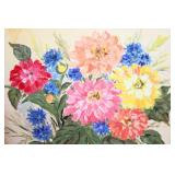 Vintage Floral Still Life Painting on Canvas