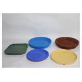 Set of 5 Assorted Ceramic Trays and Plates in Various Colors