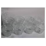 Set of 8 Glass Teacups and Floral Pattern Dessert Plates