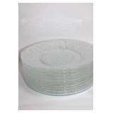 Set of 8 Glass Teacups and Floral Pattern Dessert Plates