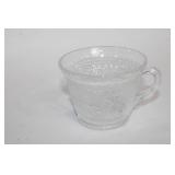 Set of 8 Glass Teacups and Floral Pattern Dessert Plates