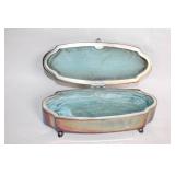 Vintage Silver-Plated Jewelry Box with Ornate Lid Design