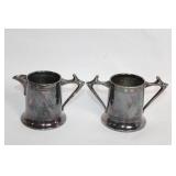 Vintage Set of 2 Silver-Plated Creamers with Ornate Handles