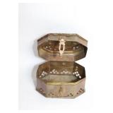 Antique Brass Jewelry Box and Vintage Ornate Brass Picture Frame