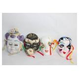 Set of 4 Decorative Venetian-Inspired Masks with Ribbon Ties