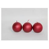 Set of 3 PartyLite Red Ball Candles in Original Box