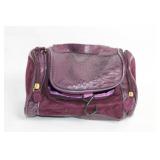 Purple Leather Hanging Toiletry Bag with Snake Skin Pattern