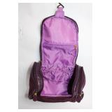 Purple Leather Hanging Toiletry Bag with Snake Skin Pattern