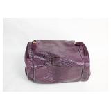 Purple Leather Hanging Toiletry Bag with Snake Skin Pattern