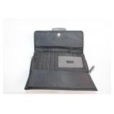 Black Leather and Fabric Wallet with Multiple Compartments