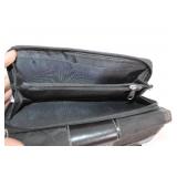 Black Leather and Fabric Wallet with Multiple Compartments