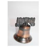 Vintage Miniature Copper Liberty Bell Souvenir with Wooden Handle