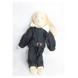 Stuffed Bunny Toy in Black Outfit