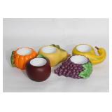 Set of 5 Fruit-Themed Ceramic Candle Holders