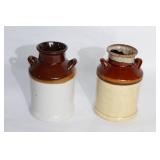 Set of 2 Vintage Stoneware Crocks with Brown Glaze