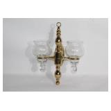 Vintage Brasscrafters Double Wall Sconce with Glass Globes