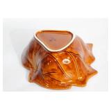 Set of 2 Decorative Bowls - White Porcelain and Leaf-Shaped Glazed Ceramic