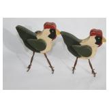 Yellow Scalloped Ceramic Bowl and Rustic Wooden Chicken Decor Pair