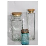 Set of 3 Vintage Glass Jars with Lids