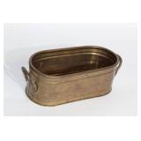 Set of Wicker Basket and Brass Tub with Handles