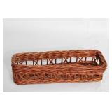 Set of Wicker Basket and Brass Tub with Handles