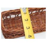 Set of Wicker Basket and Brass Tub with Handles