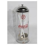 Vintage Coca-Cola Glass Straw Dispenser with Metal Lid
