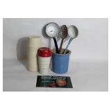 Vintage Kitchen Collection with Utensils and Advertising Sign