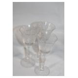 Set of 8 Vintage Etched Glass Stemware