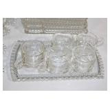 Vintage Set of 40 Clear Glassware Pieces with Decorative Bubble Design