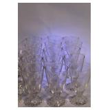 Vintage Set of 40 Clear Glassware Pieces with Decorative Bubble Design
