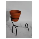 Set of Ceramic and Decorative Roosters with Plant Holder Stand