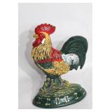 Pair of 2 Cast Iron Rooster and Hen Doorstops