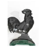 Pair of 2 Cast Iron Rooster and Hen Doorstops